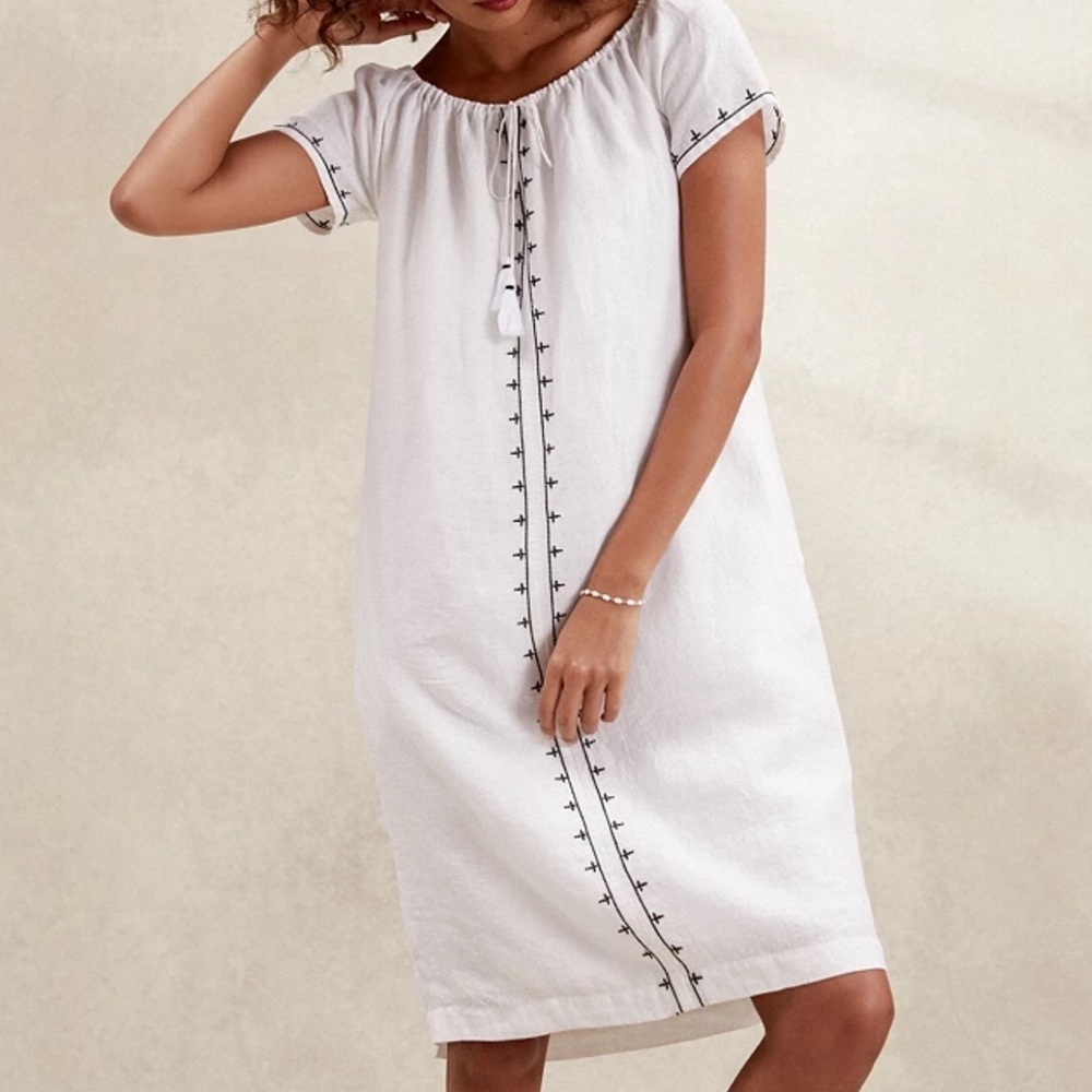 The white company White Label linen Bardot mini dress size small NWOT